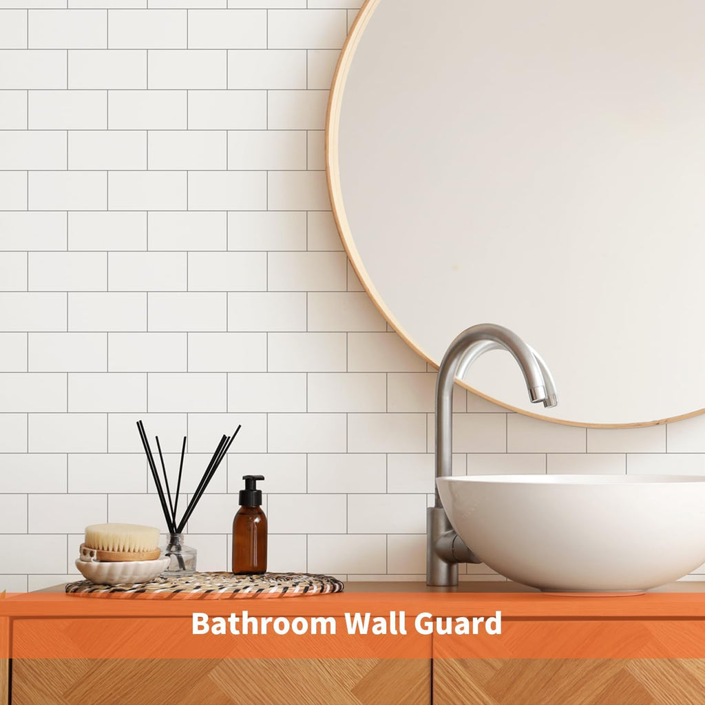 10- Sheet Polished White Peel and Stick Backsplash, 12''Luxury PVC Ceramic Look Self Stick Subway , Waterproof Peel