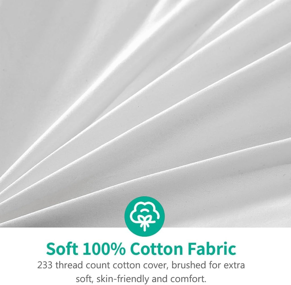 Organic Full Feathers Down Comforter - All Seasons 100% Cotton Quilted Duvet Insert