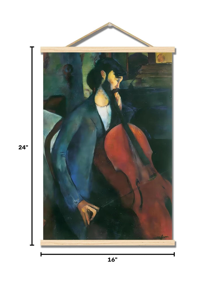 Amedeo Modigliani Canvas Wall Art The Cellist Poster Vintage Painting Print Wooden Poster Hanger Room Aesthetic Decor