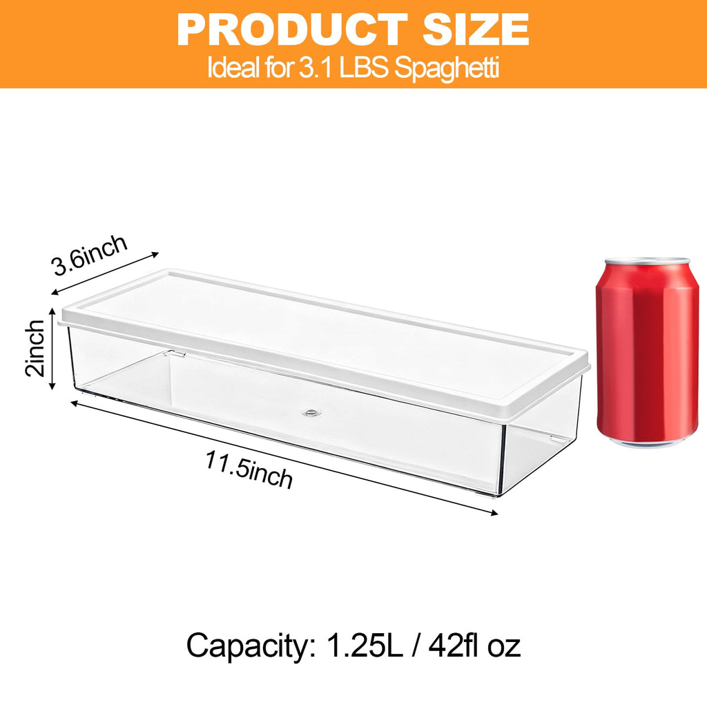 6 Pc Pasta Containers with Lids for Pantry, Airtight Spaghetti Noodle Holder, Plastic Food Keeper for Fridge Kitchen