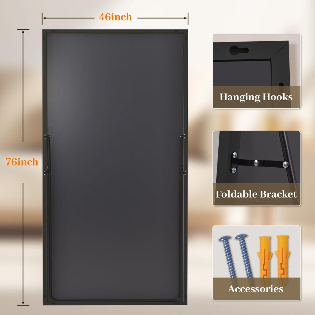 Full Length Mirror with Stand 46"x76" Full Body Mirror Floor Mirror Standing Hanging or Leaning Wall, Wall Mirror