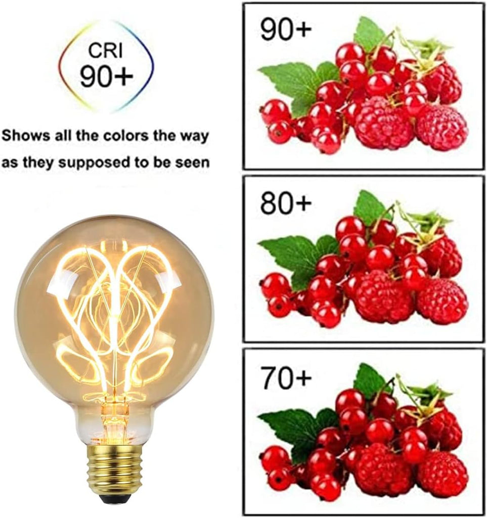 G95 Led Edison Bulb 4W Dimmable Heart Led Filament Vintage 110/130V E26 Decorative Light Bulb,2300K Warm Yellow Amber