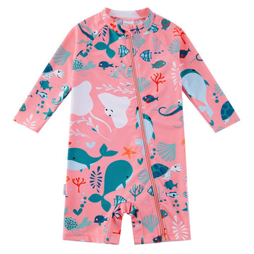 Baby/Toddler Girl Swimwear Swimsuit Full Zipper Infant One Piece Sunsuit UPF50+