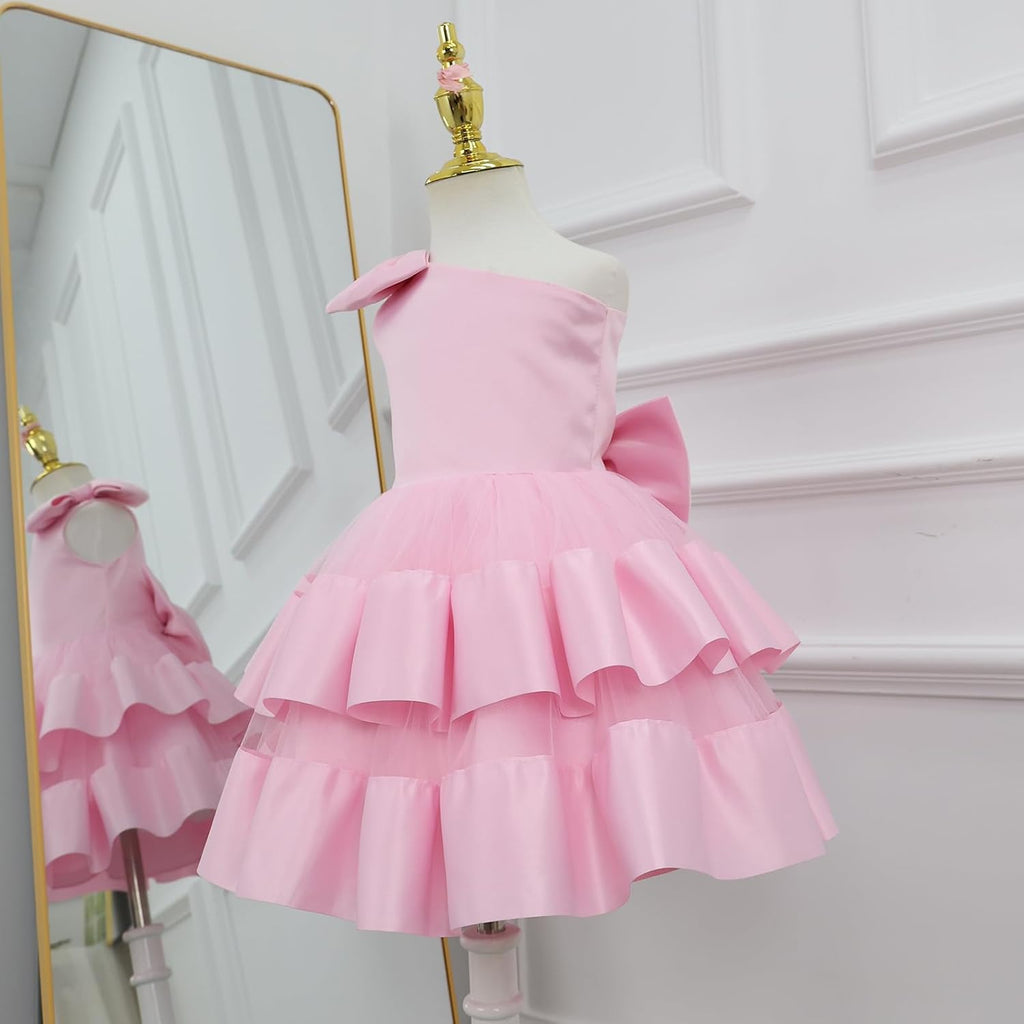 Flower Dress Sleeveless One Shoulder Birthday Party Formal Prom Gown