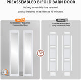 Bifold Barn Doors Double 15x84 with Mirror for Closet,White,Hardware Included