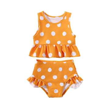 Baby Swimsuit Girl Two Piece Bathing Suit Toddler Girls Summer Beach Ruffle Tankini Swimwear Polka Dot