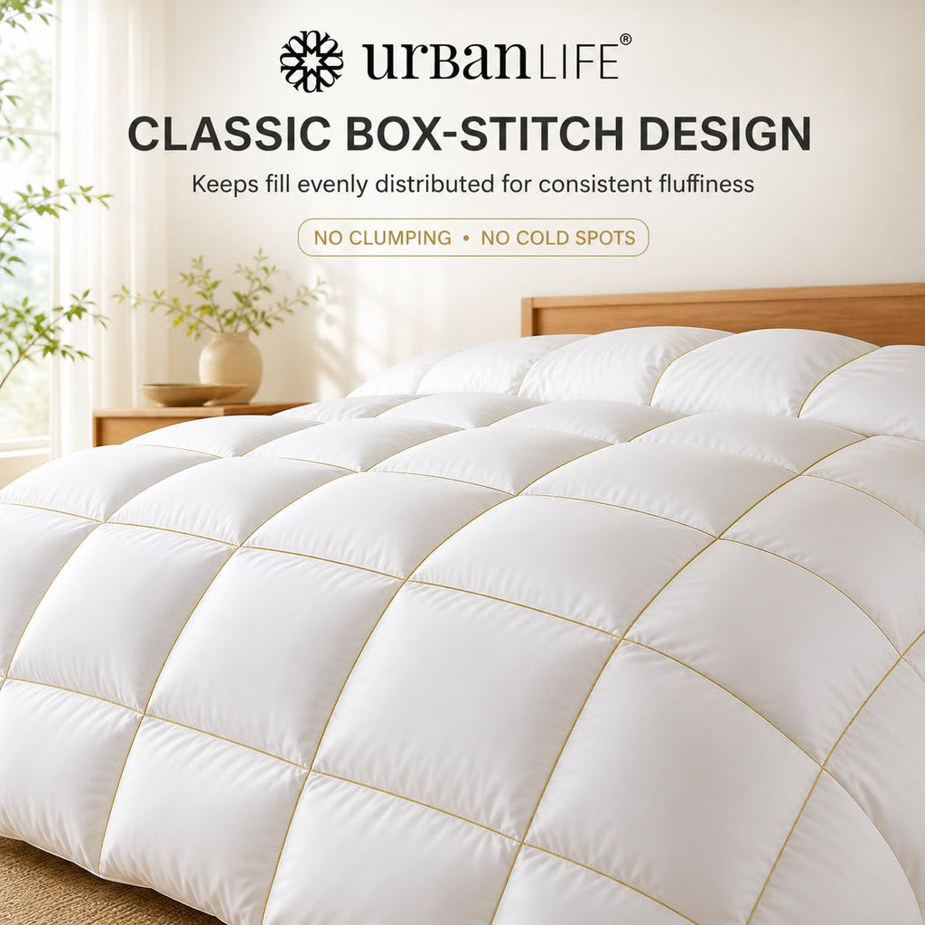 Queen Goose Down Fiber Comforter, All Season Duvet Insert, White