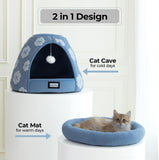 Cat Beds for Indoor Cats, 2-in-1 Cat Bed Cave with Anti-Slip Bottom and Ultra-Soft Plush