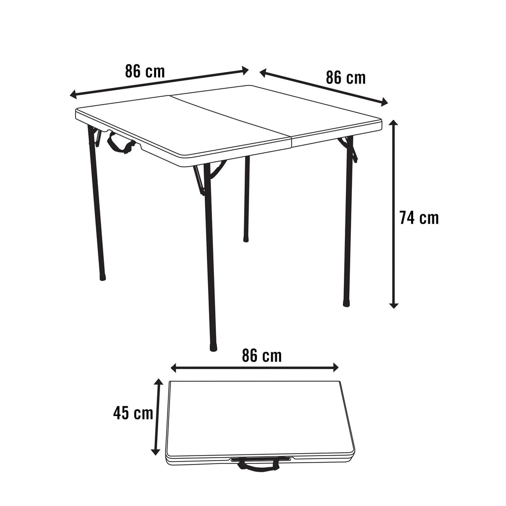 Fold in Half Square Table, 34 Inch, White
