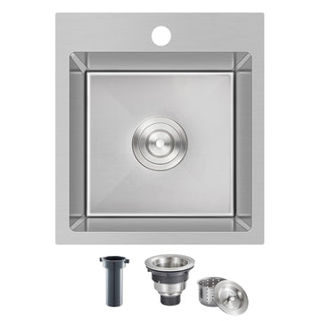 15"x17" Drop-In Single Bowl Bar Sink 304 Stainless Steel