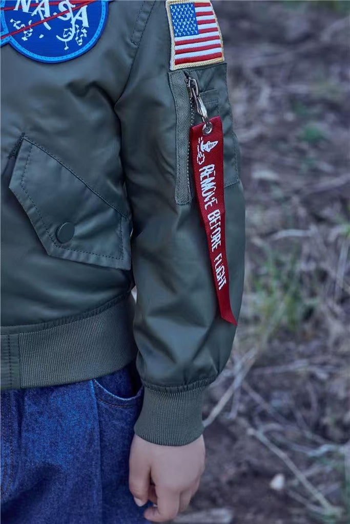 Youth NASA MA-1 Flight Light Weight Jacket Military Coat for Kids Boys