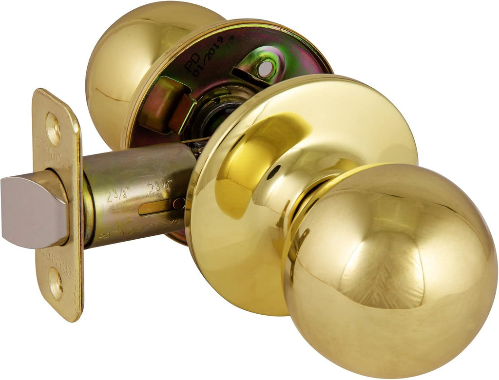 Ball Passage Door Knob, Polished Brass