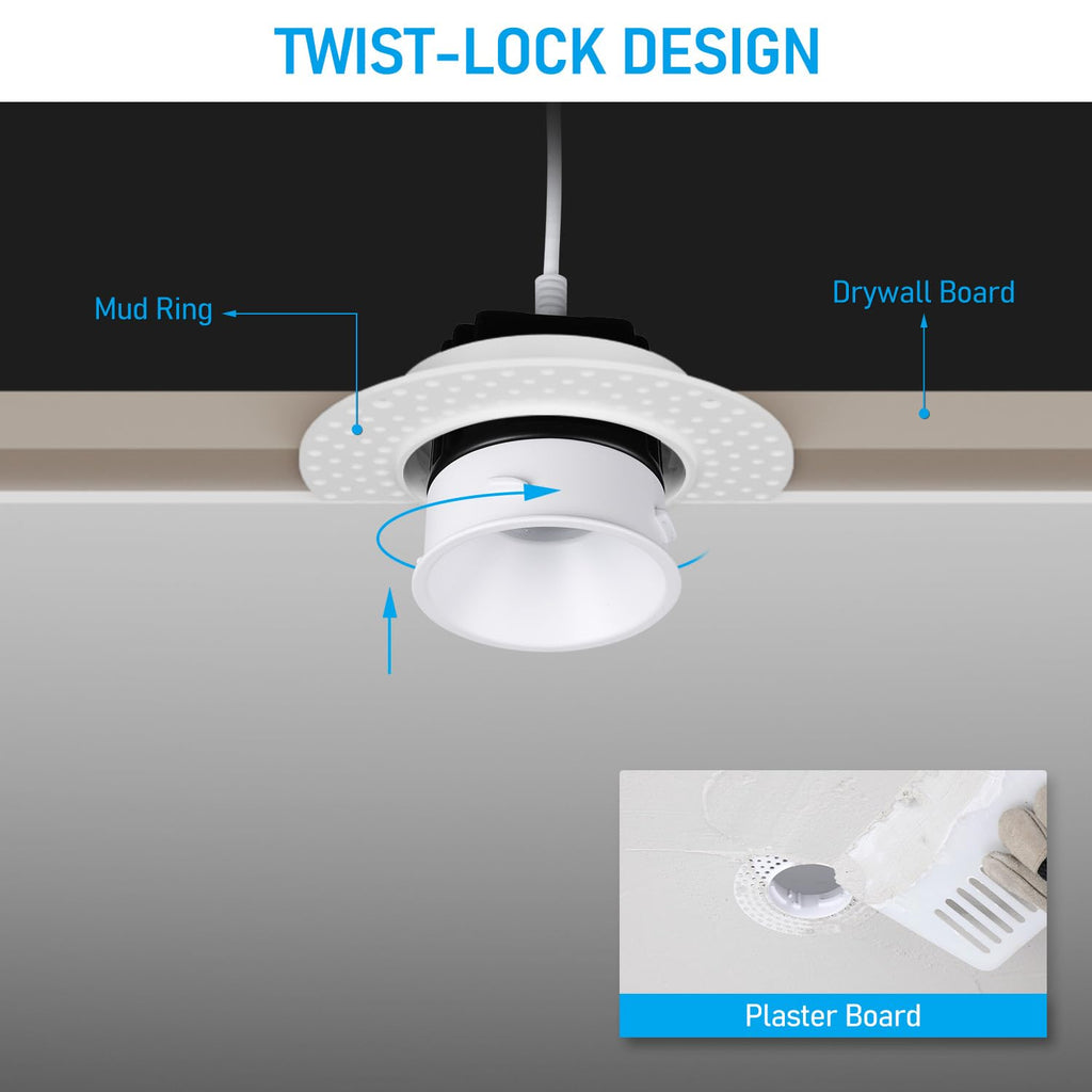 5CCT 2 Inch Recessed LED Lights, Round Trimless Downlight