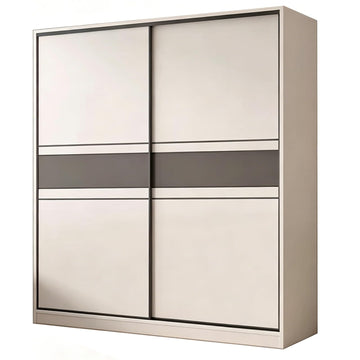 Wooden Wardrobe Clothing Storage Cabinet With Sliding Door Hanging Rod
