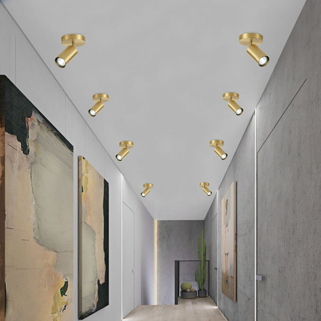 Modern LED Track Lighting Kit Brushed Gold Spotlight Fixtures Ceiling Mount Indoor Matte Brass Ceiling Spot