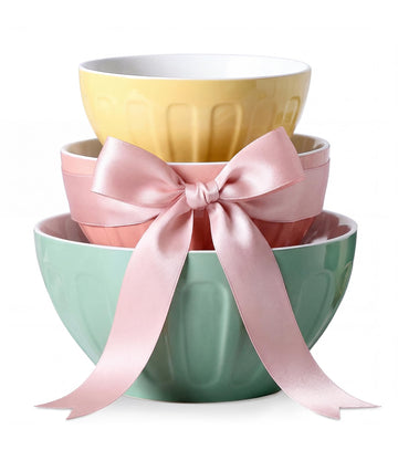 Ceramic Mixing Bowls Set of 3, Large Nesting Bowls for Serving/Baking/Prepping, Housewarming & Wedding Gift, Oven