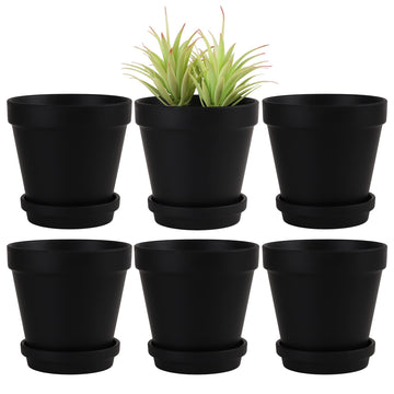 Large Terra Cotta Pots with Saucer- 6 Pack Large 6'' Terra Cotta Plant Pot with Drainage Hole, Flower Pot with Tray