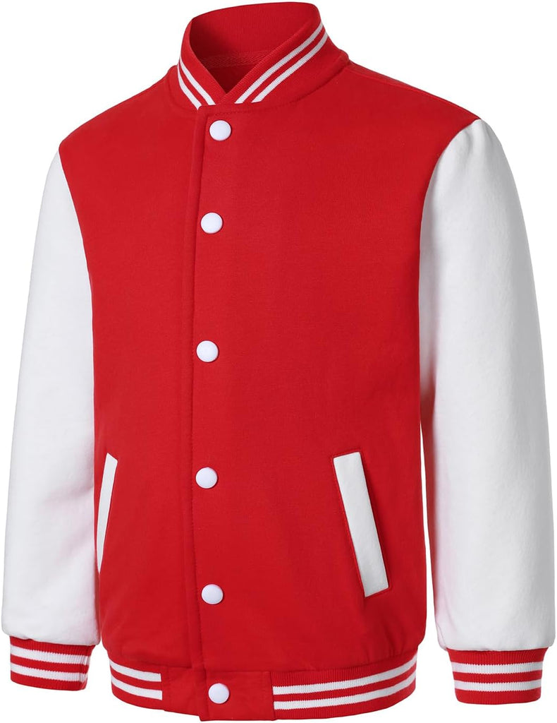 Kids Varsity Jackets Girls Boys Letterman Baseball Jacket Lightweight Bomber Coat School Outwear with Pocket