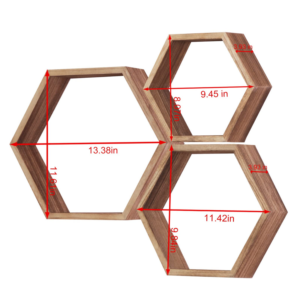 Hexagon Shelves, Floating Wall Shelf, Honeycomb Octagon Cube Shelves Wood