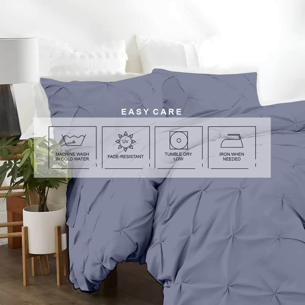 1 Pc King Size Pinch Pleated - Pintuck Duvet Cover Only- 100% Egyptian Cotton 600 TC Decorative Comforter