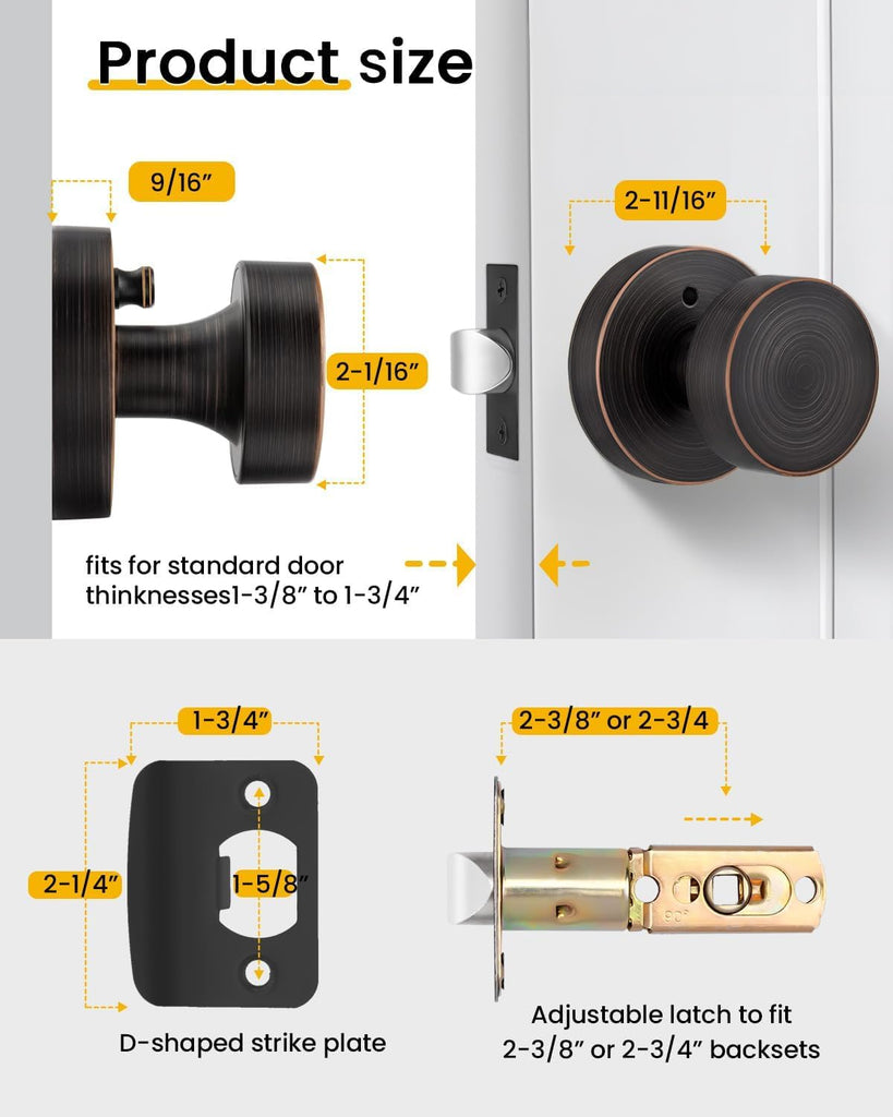 Oil Rubbed Bronze Door Knobs Interior Privacy Door Knobs 6 Pack