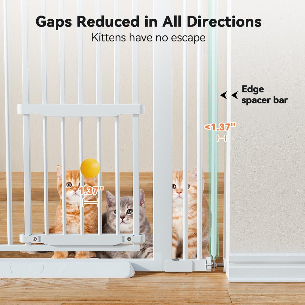 71" Extra Tall Pet Gate, 29.5-40.6" Wide with Adjustable Cat Door
