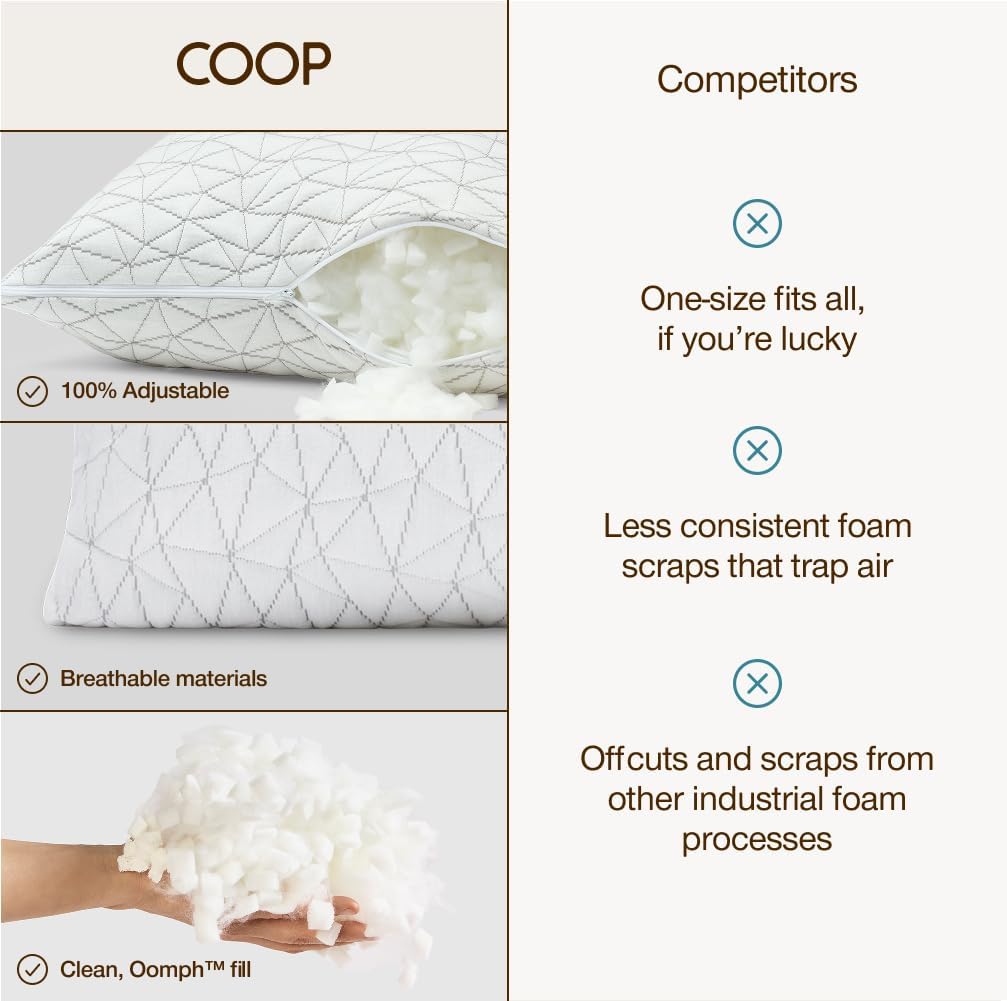 Original Adjustable Pillow, King Size Bed Pillows for Sleeping, Cross Cut Memory Foam Pillows - Medium Firm Back