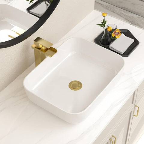 20x16 Inch Bathroom Vessel Sink Rectangule Bowl Sinks for Bathrooms White Vessel Sink Above Counter Rectangular