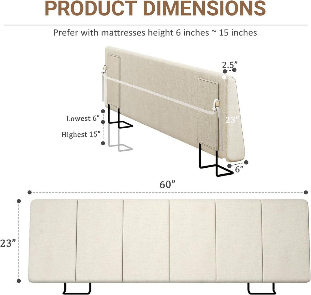 Queen Headboard Only-No Assembly, Upholstered Headboard Queen Linen Fabric Modern Style Headboards Extra-Thick, Beige