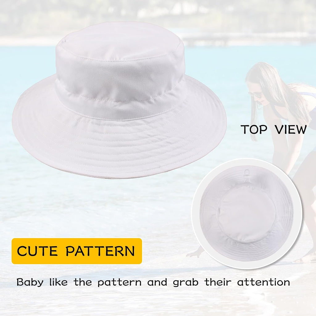 Summer Baby Sun Hat for Boys Girls UPF 50+ Wide Brim Toddle Bucket Hat Adjustable Baby Beach Cap 0-8 Years