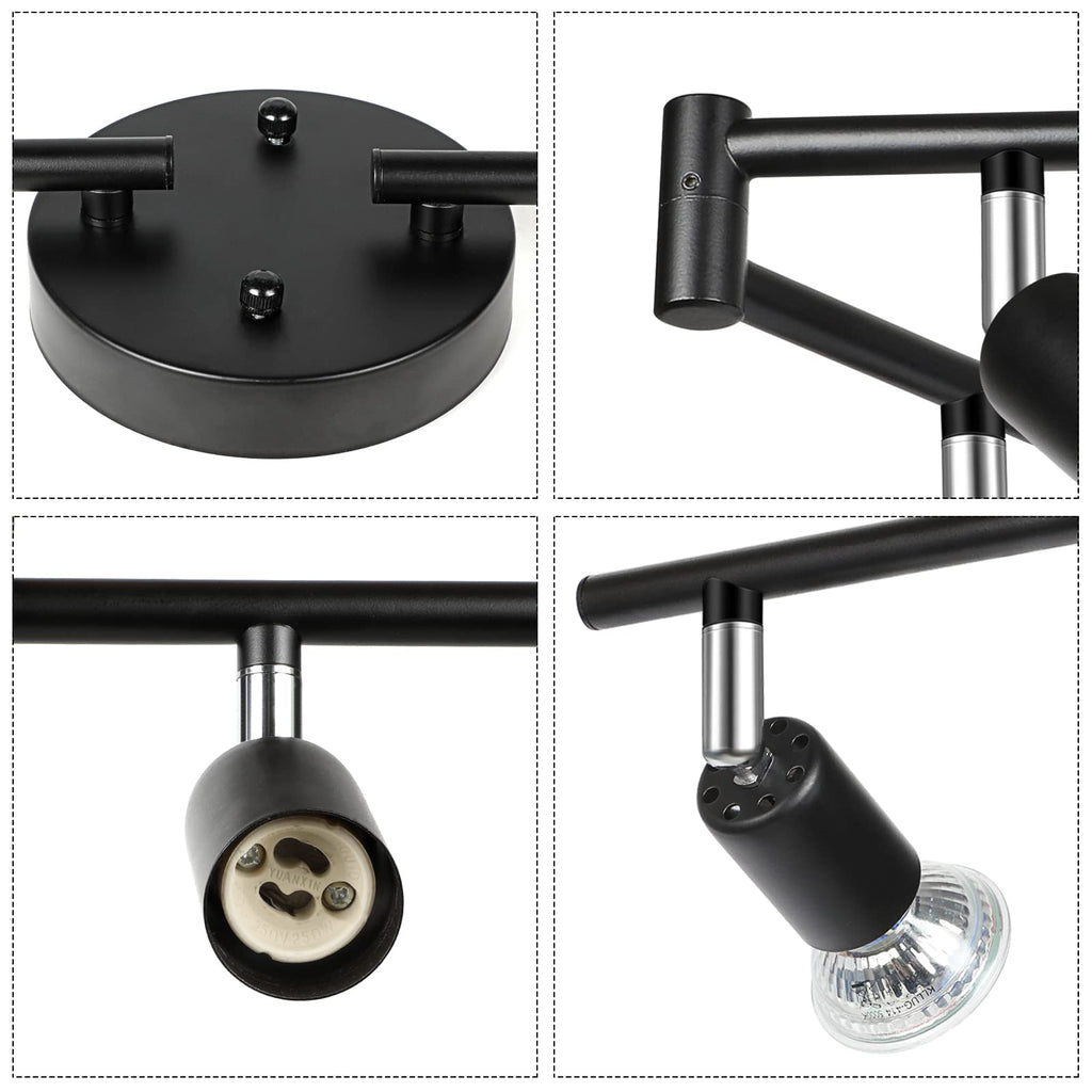 LED 8 Light Track Lighting Kit, 54.13'' Black 8 Way Ceiling Spot Lighting, Flexibly Rotatable Head, Track Light