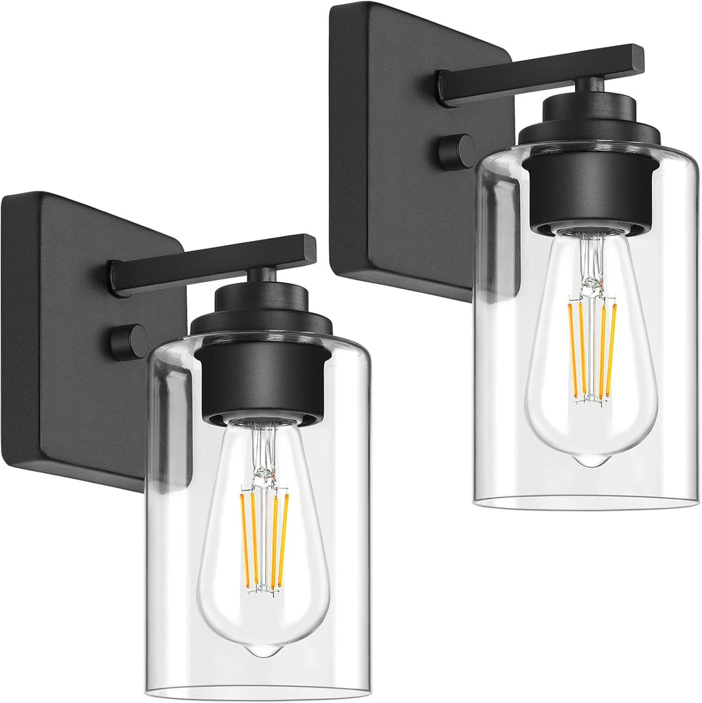 Wall Sconces Set of 2 , Modern Vanity Light Fixtures | Matte Black Wall Mount Lighting Lanterns, Farmhouse Wall