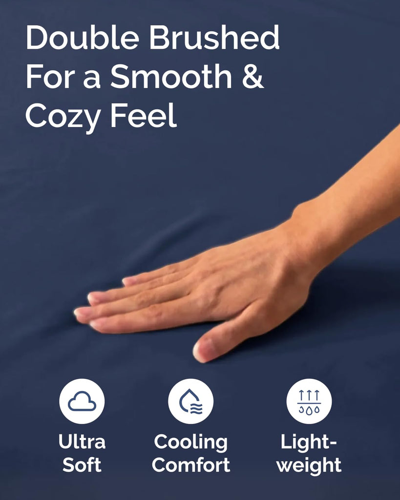 Split Queen Fitted Bed Sheets - 2 Piece Fitted Sheets Only - Navy Blue