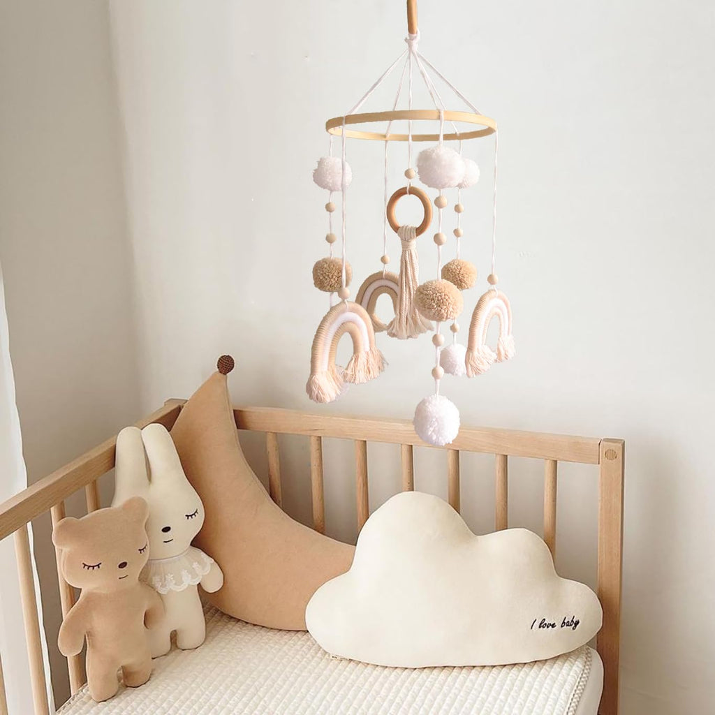Neutral Boho Rainbow Baby Mobile for Crib Mobile Nursery DéCor