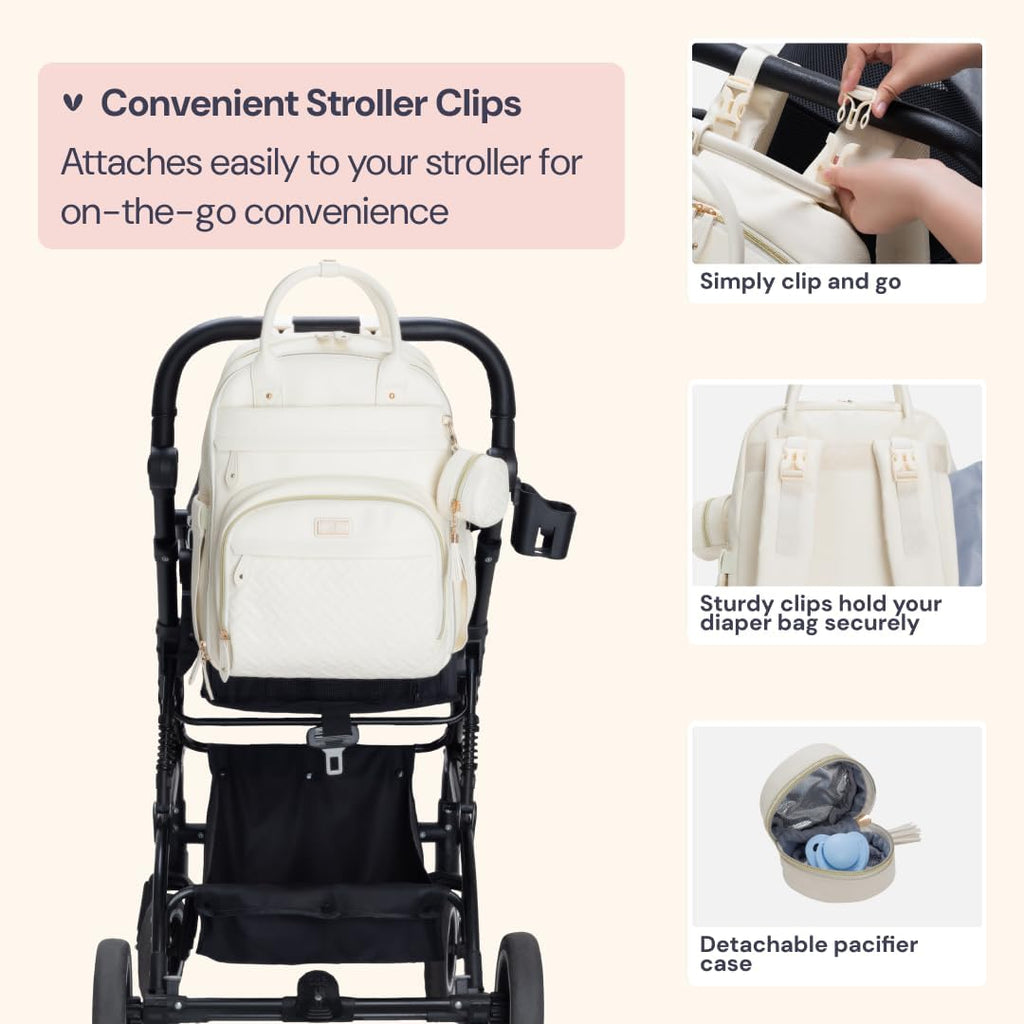 Leather Diaper Bag Backpack - Baby Essentials Travel Baby Bag, Multi function, Water Resistant, with Changing Pad