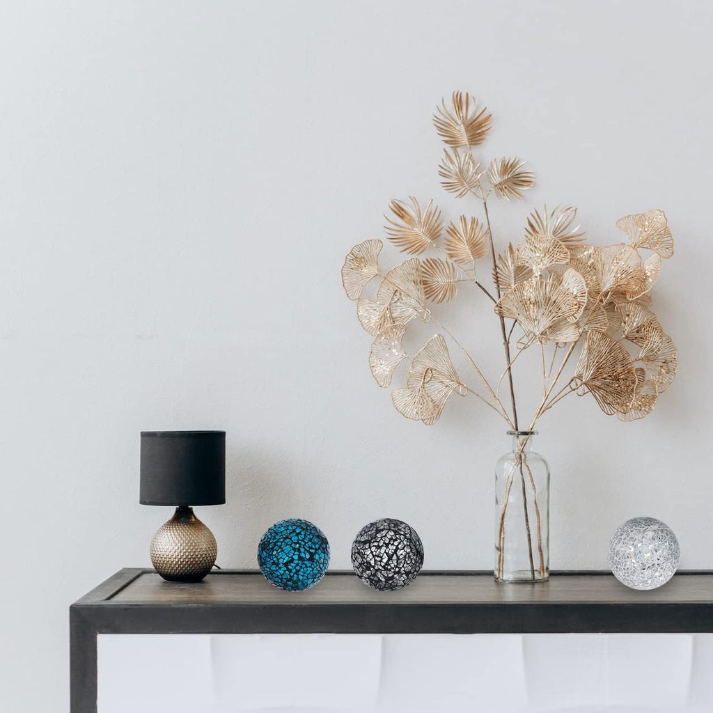Decorative Glass Balls 2.4" Small Mosaic Sphere Decorative Orbs Centerpiece Balls for Bowls, Vases, Dining - Set of 6