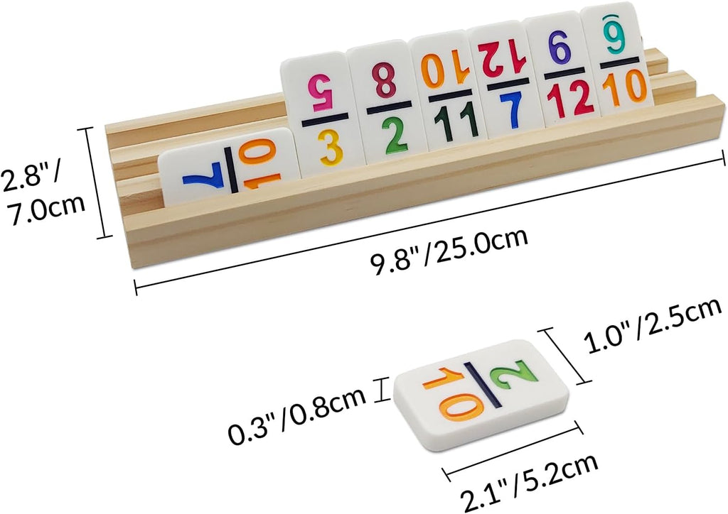 Mexican Train Dominoes Set with Numbers and 8 Wooden Racks, Double 12 Domino Travel Set with Wooden Hub, 91 Colored