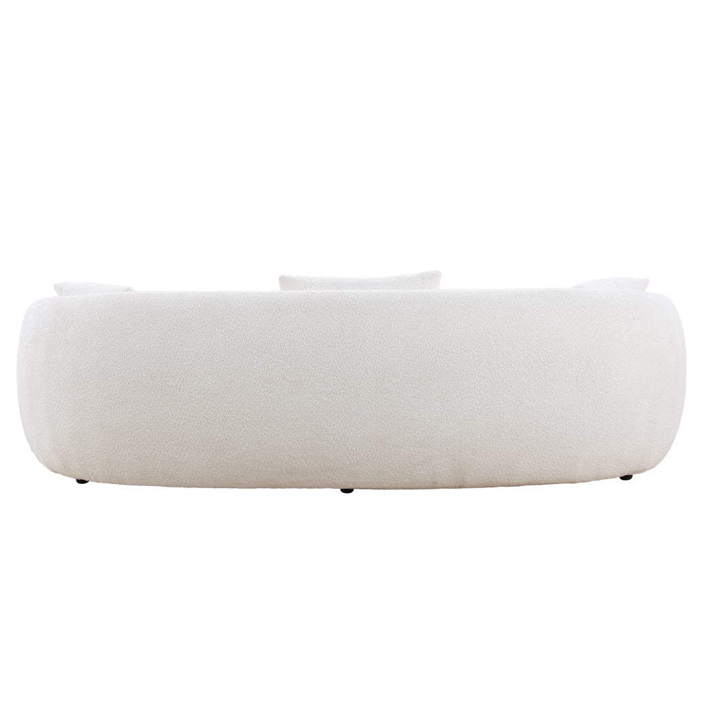 94'' Cloud Curved Sofa Boucle Couch, Beige Modern Mid-Century Curved Backrest Upholstered Sofa, 3-Seat Sofa Couch