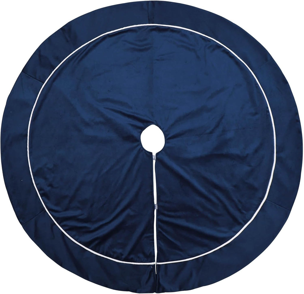 Christmas Tree Skirt, 60 inches Velvet Fur Plush Blue Tree Skirt, Xmas Tree Skirts for Merry Christmas Party Rustic