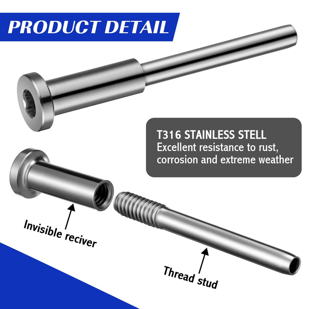 150 Pack 3/16" Stainless Steel Cable Railing Hardware Kit, Silver