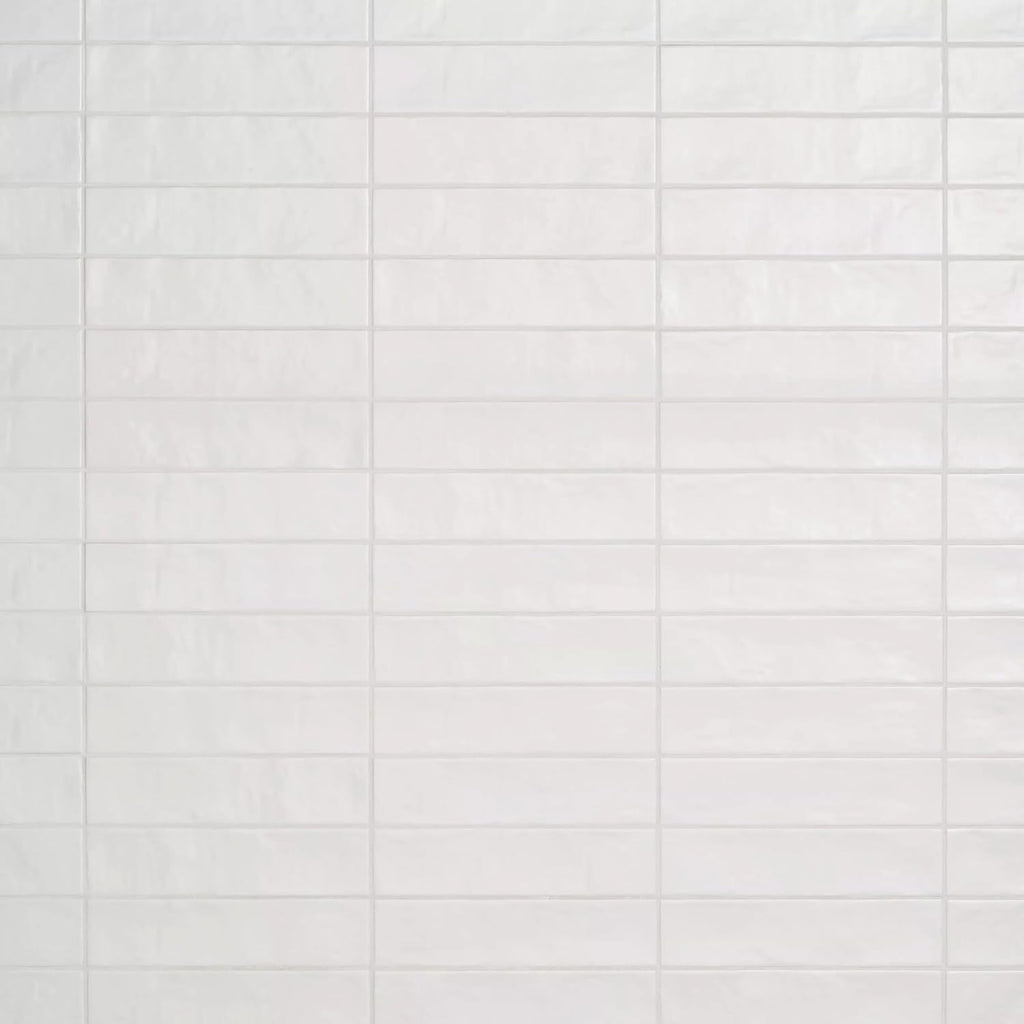 2x8 Matte White Handmade Look Ceramic Wall Tile - Wavy Surface Spanish Subway Tile Backsplash, Bathroom, and