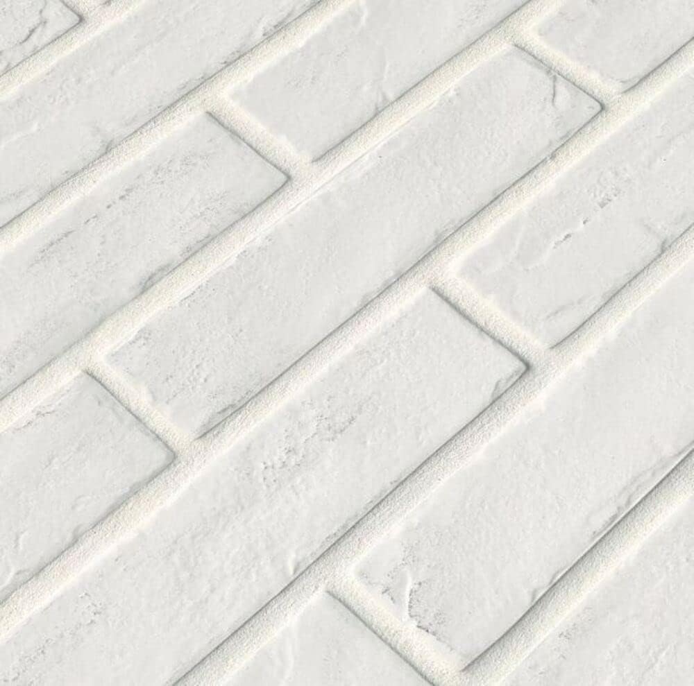 2x10 Brickstone Subway Porcelain Tile White Cool Box 5 Sq Ft Backsplash Bathroom Shower Wall Accent Fireplace