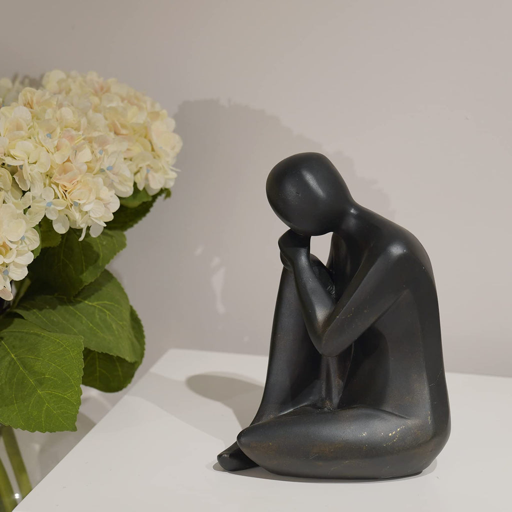Thinker Statue Abstract Sculpture Decorative Objects Black 8 in