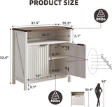 32 Inch Sideboard Buffet Cabinet with 2 Doors, Fluted Coffee Bar with Adjustable Shelf