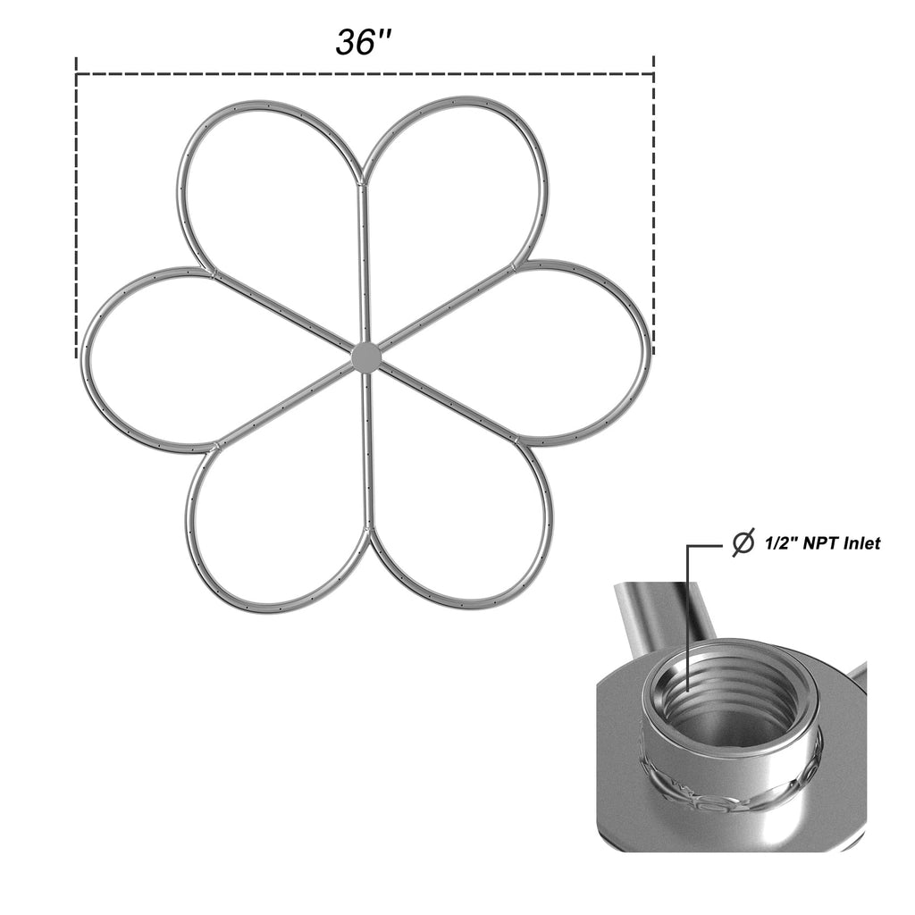 36-Inch Fire Pit Burner, 304 Stainless Steel