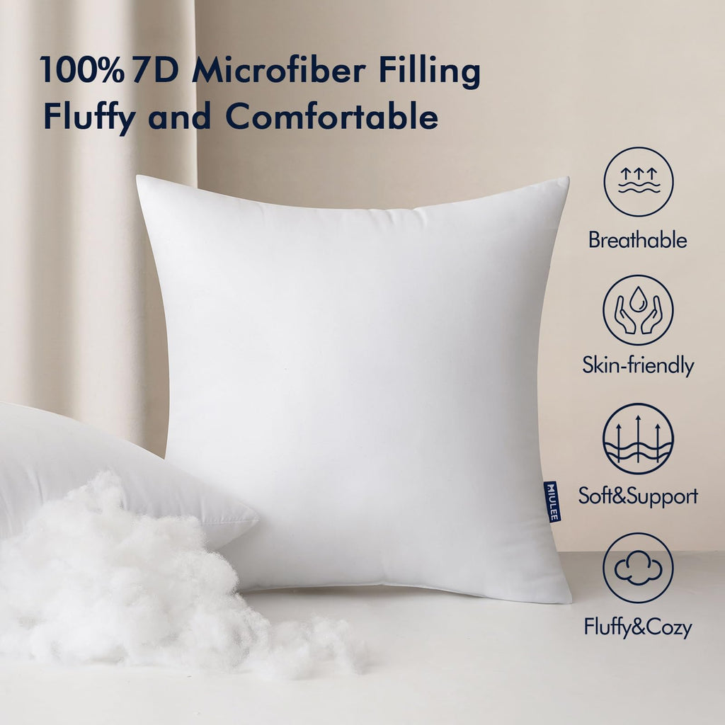 22x22 Inch Outdoor Pillow Inserts, Pack of 4 Waterproof Pillows