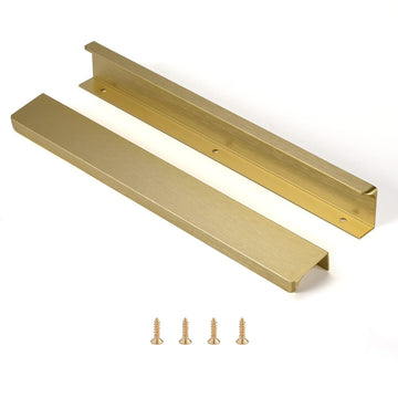 Edge Finger Tab Pull for cabinets Kitchen Concealed Drawer pulls Aluminum Flat Hidden Brushed Brass Mount Door Long