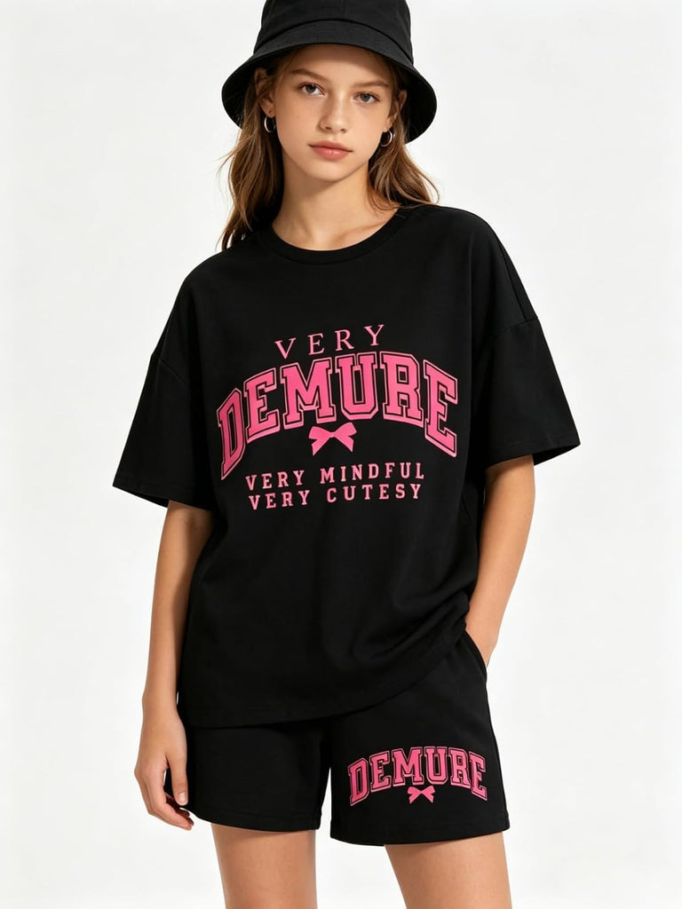 Girls Summer Outfits 2 Piece Sets Short Sleeve T-Shirt Top Elastic Waist Shorts Set Casual Clothing Sets