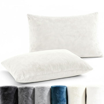 King Pillowcases - 2 Pack Fleece Flannel Pillow Case Covers - 20x40, Ivory