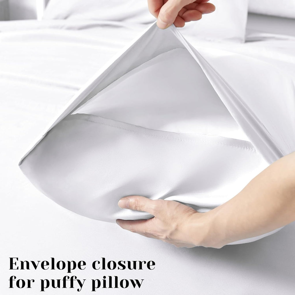 Hotel Luxury Bed Sheets Set 6 Piece(Queen, White) - Super Soft 1800 Thread Count 100% Microfiber Sheets with Deep